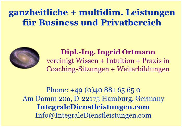 Visitenkarte ganzheitliche + multidim. Leistungen Vistenkarte Ingrid Ortmann